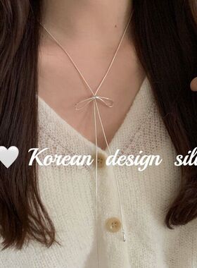 毛衣链小众蛇骨蝴蝶结调节项链