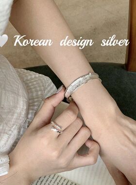 S925手镯设计韩国宽版手环纯银