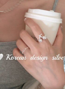 银饰品风亮樱桃甜美ins新款立体