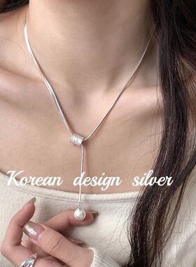 椭纯银S925高级感女饰品设计双层调节ins小众韩版可日系珍珠项链
