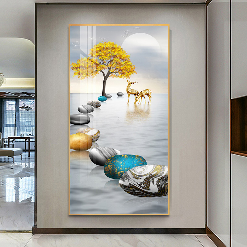 石来运转客厅装饰画入户门正对玄关画楼梯过道壁画走廊尽头墙挂画