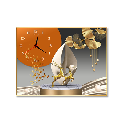 竖版电表箱装饰画带钟表简约现代电闸配电箱遮挡画客厅开关盒挂画