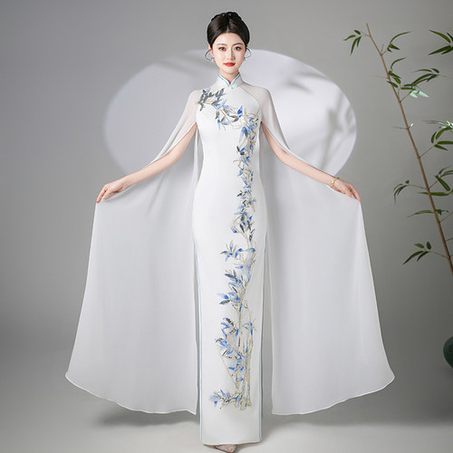 诗贝茉新中式国风旗袍2025新款高级感气质名媛高端礼服走秀演出服