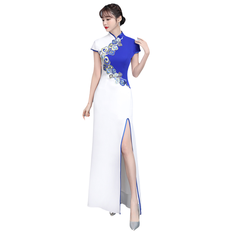 改良旗袍开叉复古模特演出服
