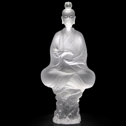 古法琉璃三清道祖像太上老君道德天尊主题雕塑中式家居书房装饰品