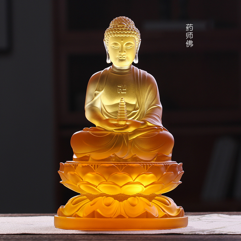 琉璃三宝佛释迦牟尼阿弥陀佛药师佛像观音地藏王菩萨娑婆三圣摆件