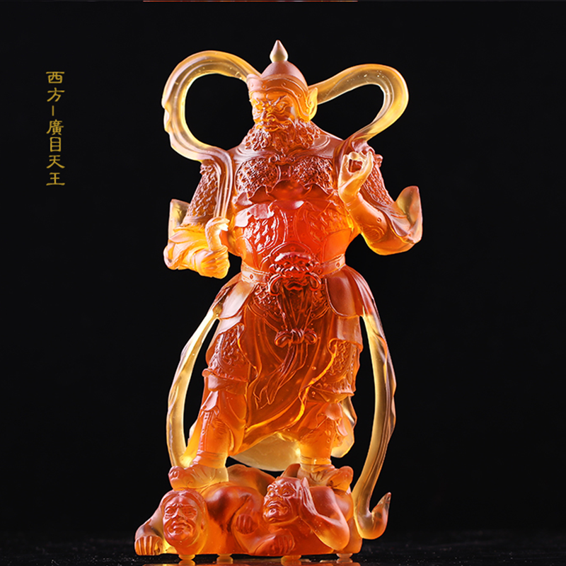 琉璃烧制家居中式玄关装饰四大天王东方持国天王西方广目天王摆件