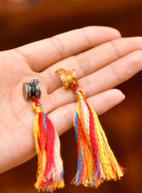 藏式断法鼓吊坠S925银镀金手串卡扣卡子配件108佛珠挂件装饰