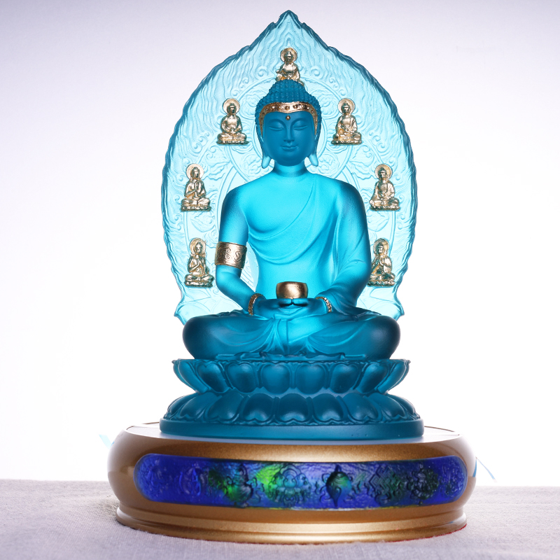 中式客厅家用居家供奉摆设琉璃药师佛佛像摆件如来佛像佛堂摆件