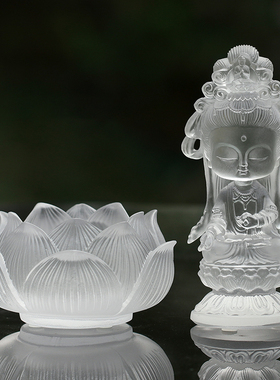 琉璃小观音佛像悟禅迷你观世音菩萨莲花座摆件家居禅意桌面摆设