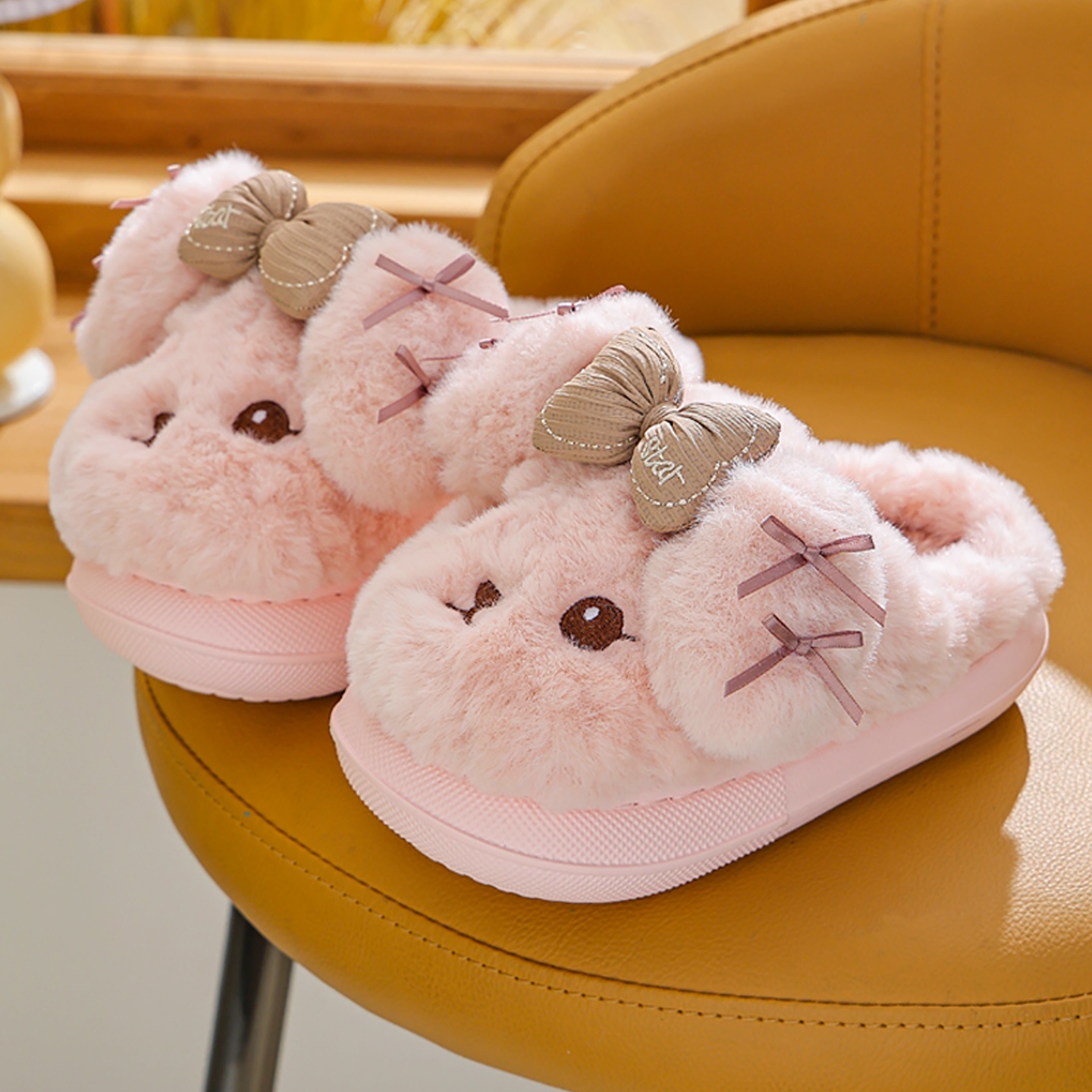 儿童棉拖鞋秋冬季室内厚底防滑