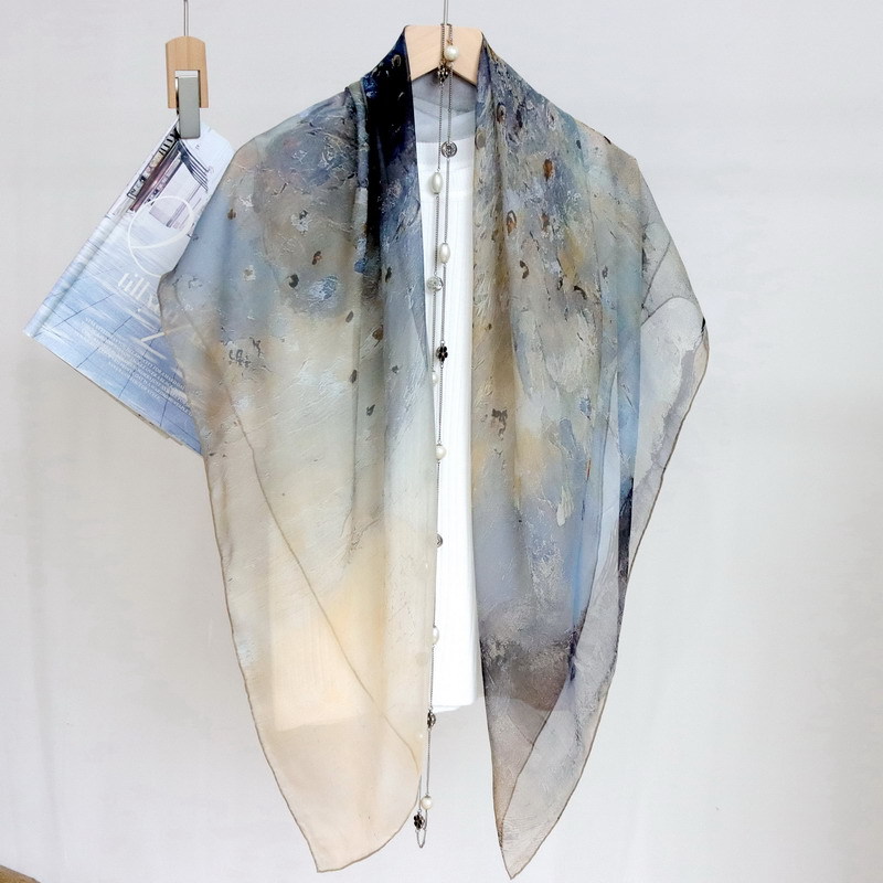 【芭蕾舞曲】~105*105cm真丝雪纺纱巾防晒桑蚕丝披肩薄款女