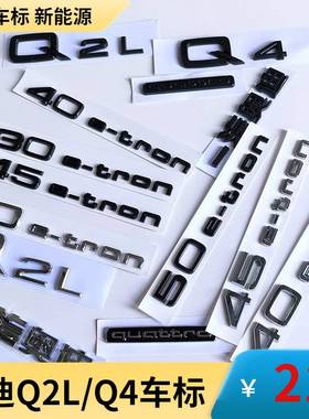 新能源奥迪Q4黑色Q5车标Q2L排量50e-tron尾标四驱后40字车标改装