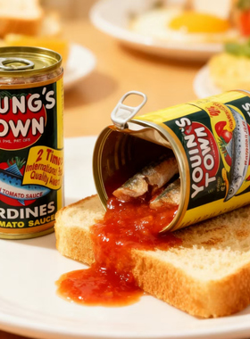 YOUNG'S TOWN Sardines沙丁鱼罐头原味/辣味茄汁即食美味海鲜155g
