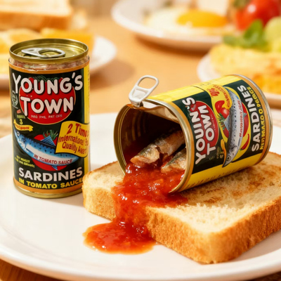 YOUNG'S TOWN Sardines沙丁鱼罐头原味/辣味茄汁即食美味海鲜155g