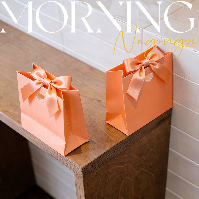 高端婚礼喜糖纸袋现货彩色蝴蝶结礼品袋白卡纸首饰袋喜糖袋logo