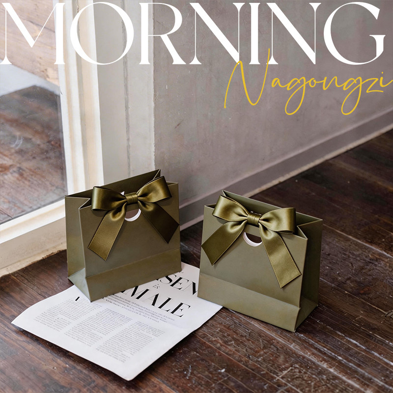 高端婚礼喜糖纸袋现货彩色蝴蝶结礼品袋白卡纸首饰袋喜糖袋logo