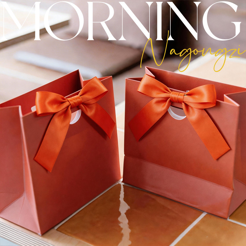 高端婚礼喜糖纸袋现货彩色蝴蝶结礼品袋白卡纸首饰袋喜糖袋logo