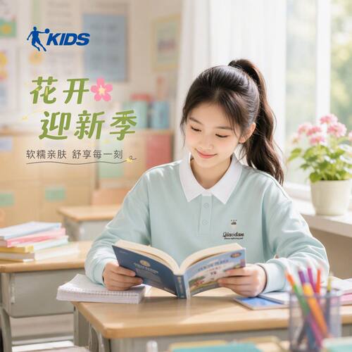 【花开迎新季】乔丹儿童2026年篮球系列女大童翻领套头衫上衣