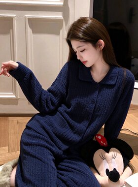 半边绒韩版软糯加厚保暖针织睡衣