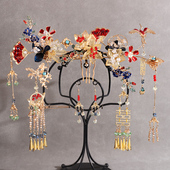 新娘金色秀禾头饰套装 龙凤褂流苏发簪步摇发饰古典结婚嫁配饰新款