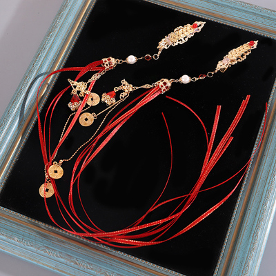 可拆卸汉服流苏发夹中式铜钱百搭