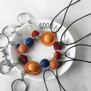 动漫周边海贼王恶魔果实钥匙扣路飞橡胶艾斯烧烧果实项链金属挂件