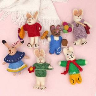 尼泊尔羊毛毡挂件可爱小兔子玩偶毛茸茸饰品挂饰情侣钥匙扣包挂饰
