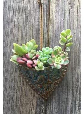 跨境花盆盆栽装饰品摆件树脂摆件挂件艺术装修墙面爱心多肉设计