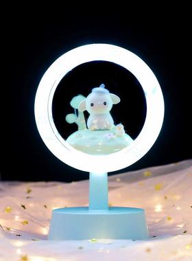 新款花诺萌宠卡通星星灯创意摆件女生卧室床头柜装饰USB小台灯