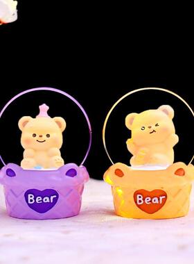 可爱奶呼呼黄色小熊迷你水晶球发光发亮小摆件儿童节日礼品