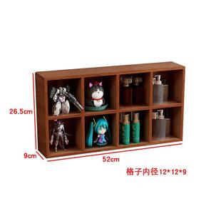 复古壁挂墙面收纳架实木质十宫格桌面收纳盒摆件盲盒置物架zakka