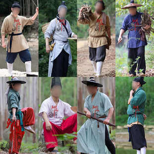 影视古装店小二平民老百姓卖货郎农夫樵夫渔夫棉麻群演出服