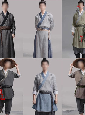 男士汉服棉麻店小二家丁田樵夫服