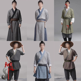 影视男士田棉麻店小二古装老百姓汉服家丁服樵夫侍卫侠客农民古装
