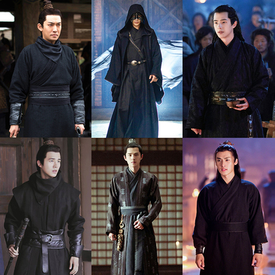 黑衣人男士棉麻武侠刺客杀手汉服