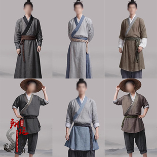 影视男士田棉麻店小二古装老百姓汉服家丁服樵夫侍卫侠客农民古装