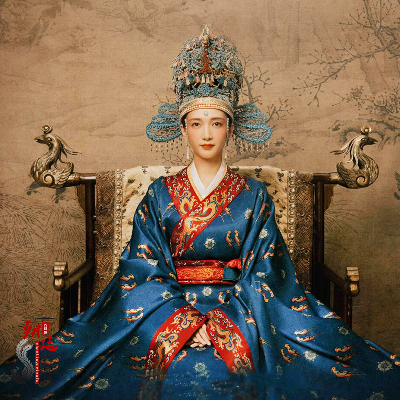 宋朝古装蓝色贵妃演出服影视同款