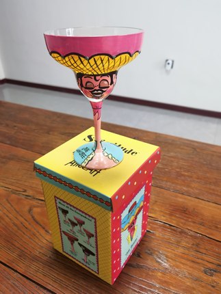 纯手工手绘个性创意礼品彩绘玛格丽特玻璃杯高脚杯