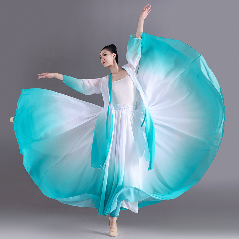 原创古典舞蹈大摆裙民族演出服装纱裙2023新款现代舞半身练功长裙