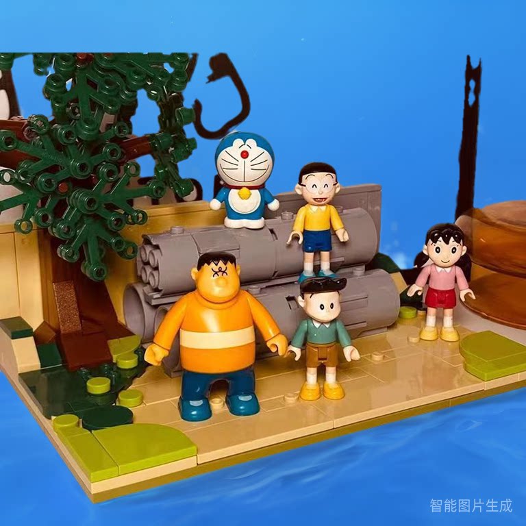 乐高keeppley哆啦a梦积木水泥管空地儿童拼装玩具机器猫礼物大熊