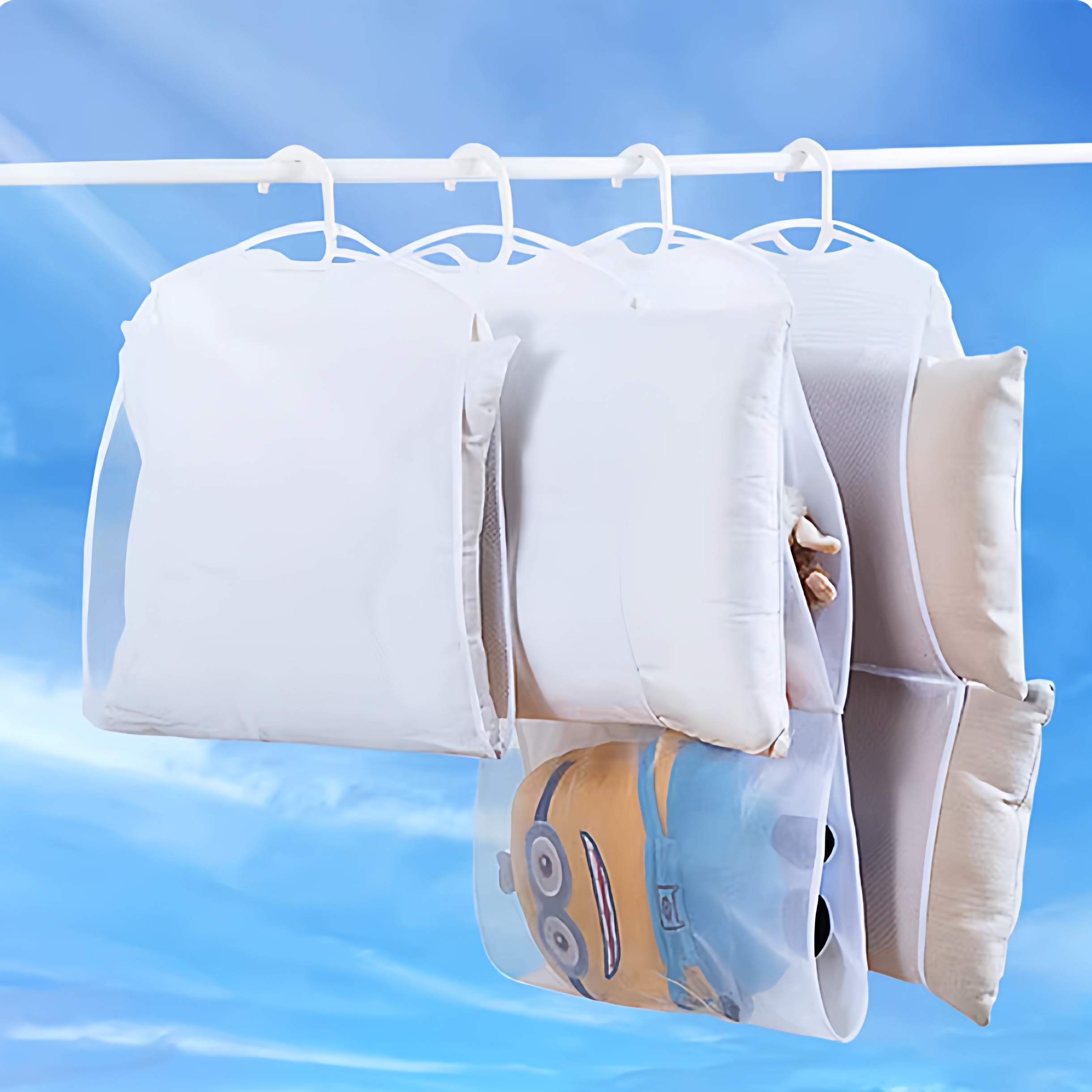 家用枕头晾晒器阳台防风晒衣架室外枕头晾晒网兜网袋抱枕娃娃架子,家装主材,隐形晾衣架,淘宝优惠券,粉丝福利购,淘宝优惠卷