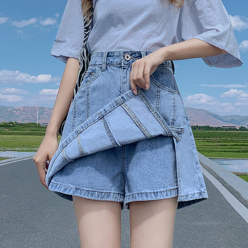 高腰牛仔短裙女裙裤夏季薄款新款显瘦a字短裤裙包臀半身裙子