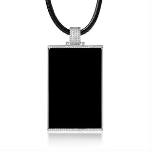 老料正品和田玉墨玉无事牌吊坠正品S925银镶天然玉石挂件项链男女