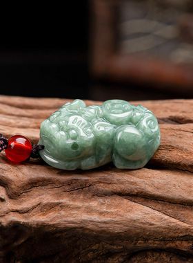 天然正品A货翡翠保真小号貔貅通财玉石吊坠挂件豆种男女玉佩玉器