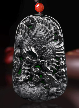 天然正品翡翠A货墨翠鹰牌墨玉大展宏图玉石吊坠冰种挂件玉佩男款