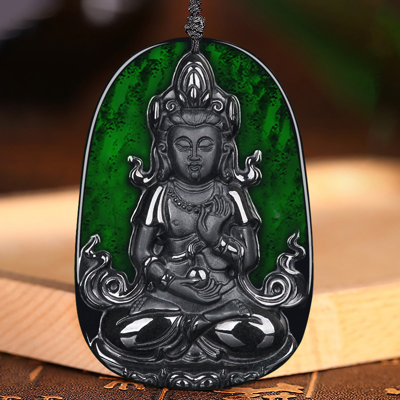 天然正品墨翠a货保真翡翠度母观音佛像玉石吊坠冰种挂件玉坠玉器