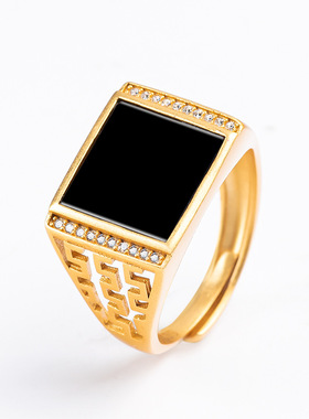 S925银天然正品A货翡翠墨翠马鞍戒冰种玉石戒指指环男女款可调节