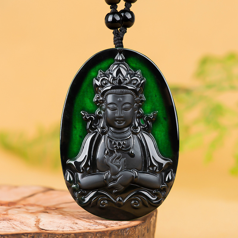 天然正品墨翠a货保真翡翠度母观音佛像玉石吊坠冰种挂件玉坠玉器