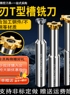 六刃钨钢T型槽刀杆加长硬质合金T形铣刀内孔槽刀大切深T型槽铣刀